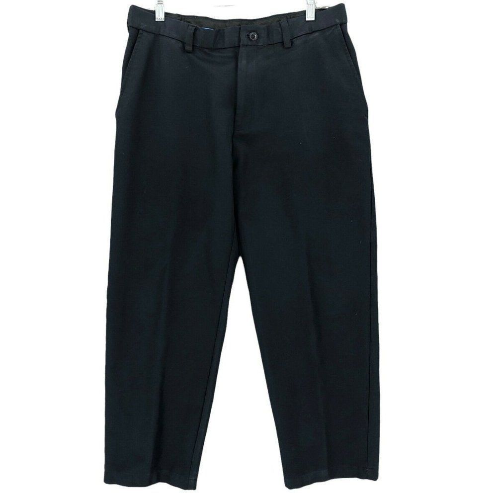 Haggar Pants Mens 34 Navy Blue Chino Slacks Classic Fit Golfer Casual Golf 34X29